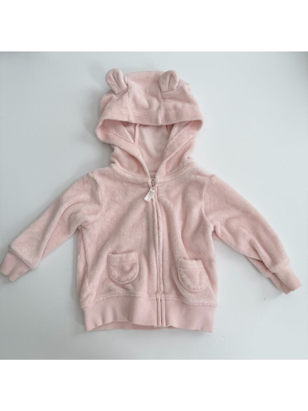 Carter’s pink terry cloth full zip ear hoodie sweatshirt